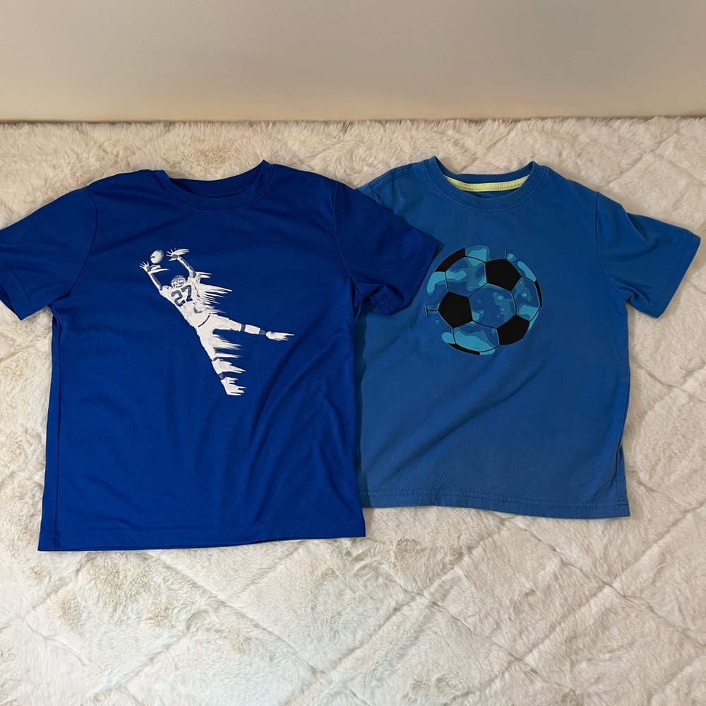 Boys Sports Graphic T Shirt Bundle Size 6/7 Soccer Football Athletic Tees